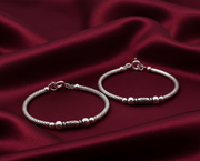 One Pair 925 Silver Nazariya Kada with Two Black Beads (ideal for Newborns to 2 years age)